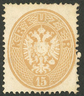 AUSTRIA: Sc.21, 1863 15kr. Yellowish Chestnut, Mint Without Gum, VF Quality! - Other & Unclassified