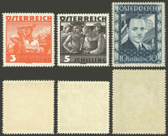AUSTRIA: Sc.378/380, 1936 Workers And Dollfuss, Set Of 3 MNH Values, Very Fine Quality! - Other & Unclassified