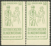 AUSTRIA: Interesting Cinderella For The Blind, Value 50g., Pair, Mint Without Gum, VF Quality! - Cinderellas