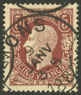 BELGIUM: Sc.39, 1875/8 5Fr. Redish Chestnut, Used, Excellent Quality! - Autres & Non Classés