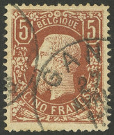 BELGIUM: Sc.39, 1875/8 5Fr. Redish Chestnut, Used, Very Fine Quality! - Andere & Zonder Classificatie