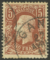 BELGIUM: Sc.39, 1875/8 5Fr. Redish Chestnut, Used, Very Fine Quality! - Sonstige & Ohne Zuordnung