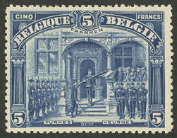 BELGIUM: Sc.121, 1915/20 5Fr. Blue With FRANKEN Inscription, Mint, Very Fine Quality! - Other & Unclassified