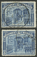 BELGIUM: Sc.121, 1915/20 5Fr. Blue (with FRANKEN Inscription) + Sc.138 (FRANK), Used, Excellent Quality! - Other & Unclassified