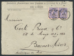 BELGIUM: 6/NO/1886 LIEGE - Argentina: Cover Franked By Sc.53 Pair, Liege Datestamp, And On Reverse Paris Transit And Bue - Other & Unclassified