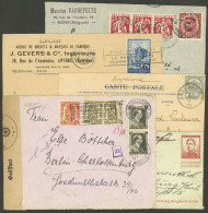 BELGIUM: 5 Covers, Postal Stationeries, Cards Etc. Used Between 1914 And 1940, A Couple With Punch Holes, Others Of VF Q - Other & Unclassified