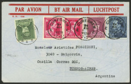 BELGIUM: Airmail Cover Sent From Cureghem To Argentina On 24/DE/1936 Franked With 18.75Fr., Light Central Crease, Very N - Sonstige & Ohne Zuordnung