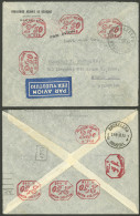 BELGIUM: 11/JUN/1938 Bruxelles - Argentina, Airmail Cover With Multiple Meter Stamps (total 18.75Fr.), Very Attractive! - Andere & Zonder Classificatie