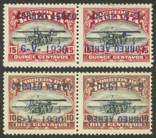 BOLIVIA: Sc.C12a + C14a, Pairs, One Stamp With Normal Overprint Forming A Tete-beche With One With INVERTED Ovpt., Mint  - Bolivien