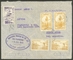 BOLIVIA: 9/JUN/1941 La Paz - Argentina, Airmail Cover Franked With 9.80Bs., Buenos Aires Arrival Backstamp Of 14/JUN, In - Bolivie