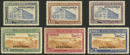 BRAZIL: Yvert 445 + Other Values, 1946 UPAE Congress, 6 Values Of The Set With SPECIMEN Overprint, Mint Without Gum, Ver - Sonstige & Ohne Zuordnung