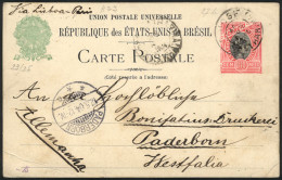 BRAZIL: RHM.BP-57B, Postal Card (with Variety WITHOUT ACCENT Over "reserve") Sent From S.Jose To Germany On 11/AP/1904,  - Other & Unclassified