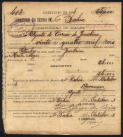 BRAZIL: Receipt Of "Conduçao De Malas" Of 1898 Awarded By The Administration Of Posts Of The State Of Bahia To The Agent - Sonstige & Ohne Zuordnung