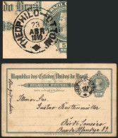 BRAZIL: 50Rs. Postal Card Sent From THEOPHILO OTTONI To Rio On 23/AP/1910, VF! - Sonstige & Ohne Zuordnung