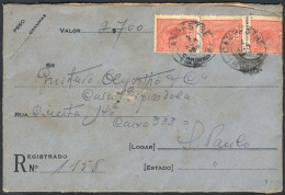 BRAZIL: Cover With Declared Value And Franked With 300Rs. (Sc.204 X3), Sent From Campestre To Sao Paulo On 3/AU/1919, VF - Autres & Non Classés