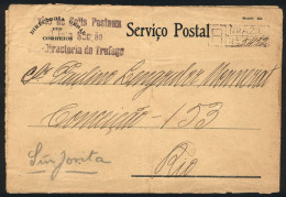 BRAZIL: Circa 1920, Official Cover Of Servico Postal Posted Stampless By Registered Mail In Rio, Interesting! - Autres & Non Classés