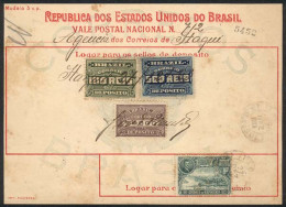 BRAZIL: Postal Money Order (Vale Postal Nacional) Used On 27/DE/1928, Franked With RHM.C-10 ALONE, VF And Rare! - Other & Unclassified