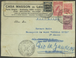 BRAZIL: Cover Sent From Porto Alegre On 3/AU/1931 By Airmail To Reach A Passenger Onboard The Steamer "General Mitre" In - Otros & Sin Clasificación