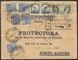 BRAZIL: Registered Cover Sent From Blumenau To Porto Alegre 14/AU/1941 With Spectacular Postage Of 17,400Rs., VF Quality - Other & Unclassified