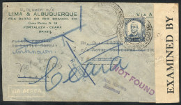 BRAZIL: Airmail Cover Sent To Canada In 1943 Franked With 5,000Rs., And Returned To Sender, VF Quality! - Otros & Sin Clasificación