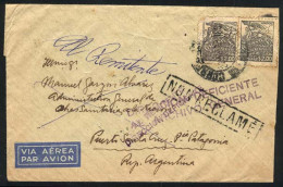 BRAZIL: Airmail Cover Sent From Porto Alegre To Puerto Santa Cruz (Argentina) On 22/MAY/1956 And Returned To Sender With - Altri & Non Classificati