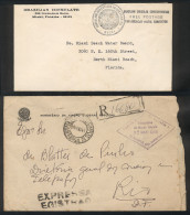 BRAZIL: 2 Covers Mailed With Franchises, Interesting Marks! - Sonstige & Ohne Zuordnung