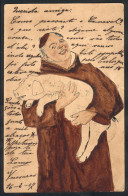 BRAZIL: Priest Holding A Pig": HAND-PAINTED PC Used On 16/FE/1907, VF" - Other & Unclassified