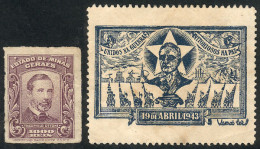 BRAZIL: Cinderella Of 19/AP/1943: "United In War, Victorious In Peace", Also A Revenue Stamp Of 1000Rs. Of The State Of  - Erinnofilie