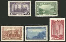 CANADA: Sc.241/45, 1938 Complete Set Of 5 Mint Values, The 2 Low Values With Small Defects (not Considered In The Estima - Other & Unclassified