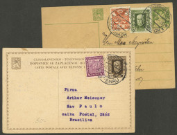CZECHOSLOVAKIA: 2 Postal Cards Used In 1926 And 1930 With Additional Postage, Very Nice! - Andere & Zonder Classificatie