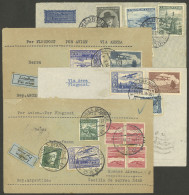 CZECHOSLOVAKIA: 4 Airmail Covers Sent To Argentina Between 1933 And 1937 By Air France, With Attractive Postages, Very F - Sonstige & Ohne Zuordnung