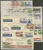 CZECHOSLOVAKIA: 5 Airmail Covers Sent To Argentina Between 1937 And 1939 By Germany DLH, With Attractive Postages, Very  - Autres & Non Classés