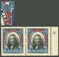 CHILE: Yvert 14, Pair, One With VARIETY: "diagonal Line At Left Of AEREO", VF Quality!" - Chile