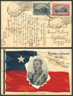CHILE: 28/OC/1910 Temuco - EGYPT, Patriotic Postcard Of The Centenary, With View Of The Flag Of Chile And San Martin, Se - Chile