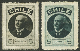 CHILE: 2 Attractive Cinderellas "5 CORREO 5", One Of Very Fine Quality, The Other One With Crease, Interesting!" - Cinderellas