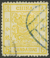 CHINA: Sc.9, 1883 5c. Yellow, Used, With Small Tear In The Top Border, Else Excellent! - Sonstige & Ohne Zuordnung