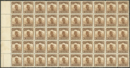 CHINA: Sc.324, 1933 Junk Ship 6c. Brown, Large Block Of 50 Stamps, MNH But The Gum Somewhat Altered, Fine Quality, Rare! - Altri & Non Classificati