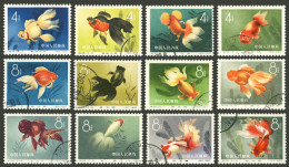 CHINA: Sc.506/517, 1960 Fish, Complete Set Of 12 Used Values, Excellent Quality! - Altri & Non Classificati