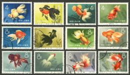 CHINA: Sc.506/517, 1960 Fish, Complete Set Of 12 Used Values, Excellent Quality! - Other & Unclassified