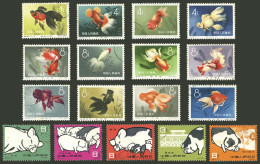 CHINA: Sc.506/517 + 518/522, 1960 Fish And Pigs, 2 Complete Used Sets, Very Nice, Low Start! - Other & Unclassified