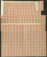 CHINA - TAIWAN: Yvert 73, 1948/9 20$ On 3$ Red, Lot Of 381 MNH Stamps (issued Without Gum) In Large Blocks (parts Of She - Otros & Sin Clasificación