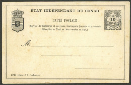 CONGO: Old 10c. Postal Card, Unused, Ligh Corner Crease But Very Fine Appearance! - Autres & Non Classés