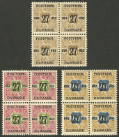 DENMARK: Yvert 92/94, 1918 The 3 High Values Of The Set In MNH Blocks Of 4, Very Fine Quality! - Altri & Non Classificati