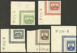 DENMARK: Yvert 122/26, 1920/1 Northern Schleswig, Cmpl. Set Of 5 MNH Values, All With Sheet Corner (with Hinge Marks In  - Sonstige & Ohne Zuordnung