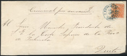ECUADOR: Folded Cover Sent From GUAYAQUIL To Quito On 19/MAR/1879, Franked With 1R. Orange Of 1872 (Sc.10), With Blue Da - Ecuador