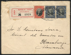 ECUADOR: Registered Cover Sent From Guayaquil To Hamburg In DEC/1914 Franked With 25c., Very Nice! - Ecuador