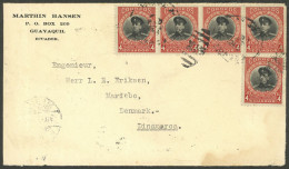 ECUADOR: Cover Sent From Guayaquil To Denmark In OC/1921 Franked With 20c., Arrival Backstamp, Rare Destination! - Ecuador