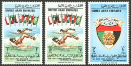 UNITED ARAB EMIRATES: 1975 Swimming Championship, Complete Set Of 3 Values Prepared But Unissued, MNH, Superb Quality! - Emirati Arabi Uniti