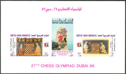 UNITED ARAB EMIRATES: Sc.230a, 1986 Chess, IMPERFORATE Souvenir Sheet, MNH, Very Fine Quality! - United Arab Emirates (General)