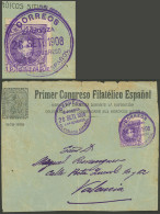 SPAIN: 26/SE/1908 Front Of Cover Commemorating The "FIRST SPANISH PHILATELIC CONGRESS", Sent To Valencia Franked With 15 - Other & Unclassified